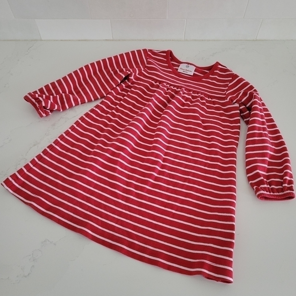 Hanna Andersson 100% Cotton Red White Striped Dress Size 110 Toddler 5 37-46lbs